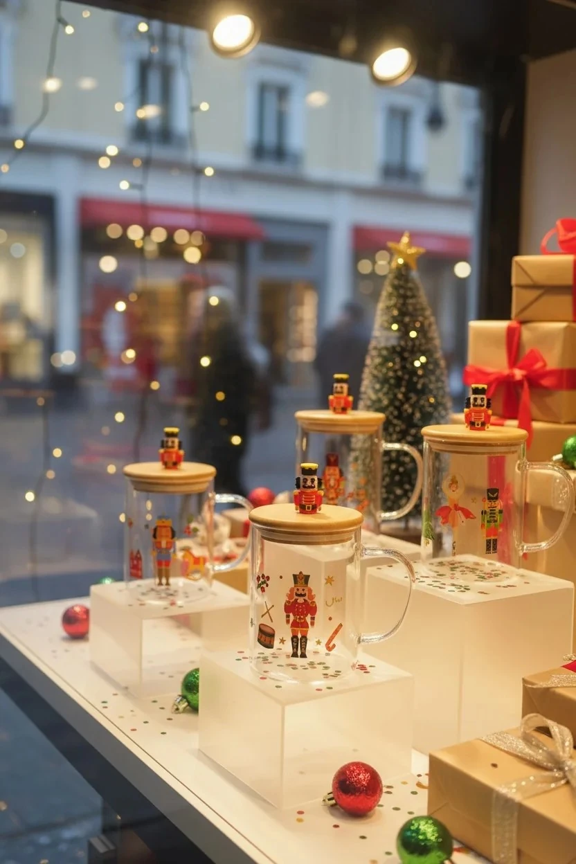 Bambu Kapaklı Cam Kupa - Kurşun Asker