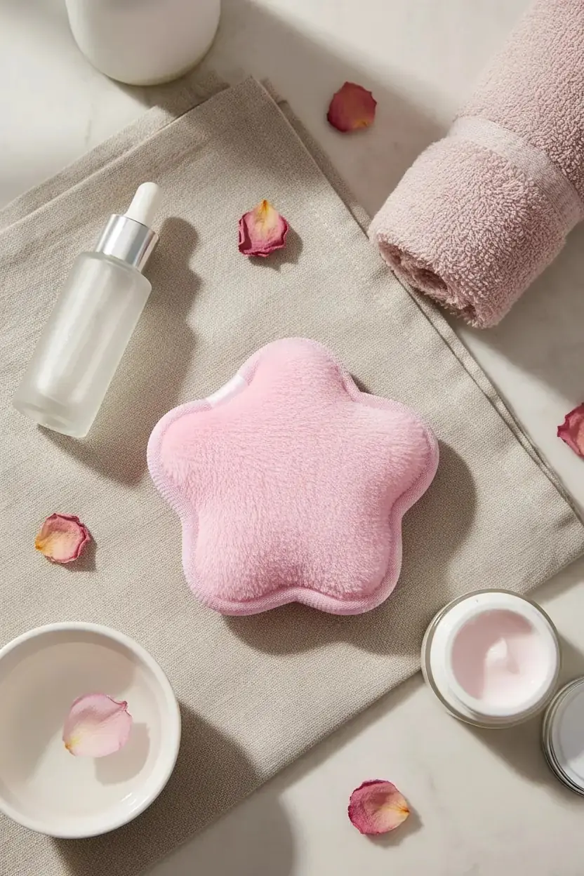 MINISO Lisanslı Sakura Çiçeği Makyaj Temizleme Süngeri – Yumuşak Cilt Temizleme Pedi
