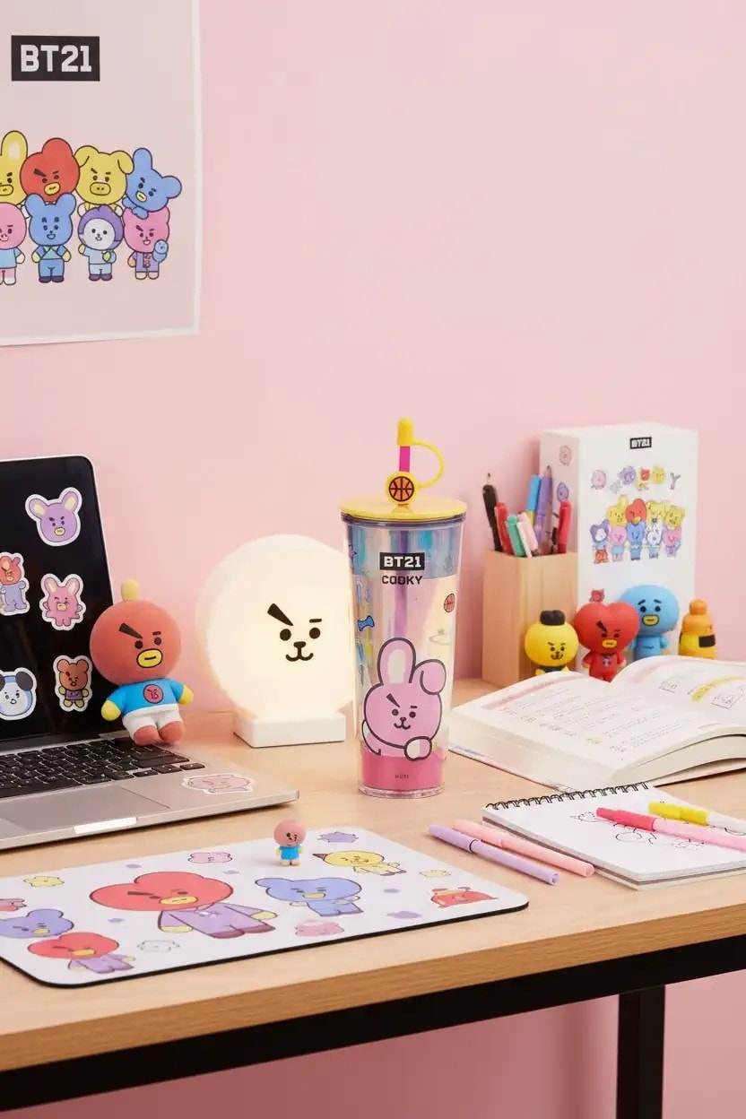 BT21 Lisanslı Çift Cidarlı Pipetli Şişe (800ml) - Cooky