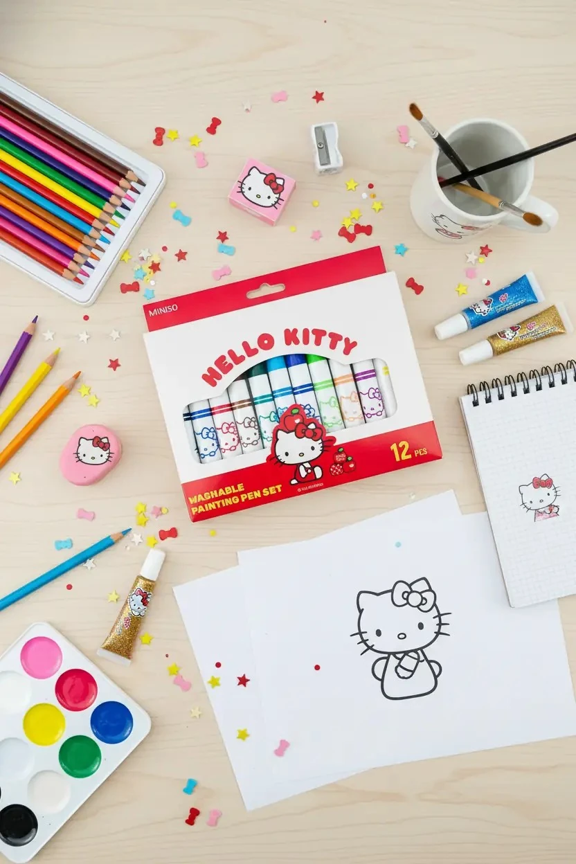Hello Kitty Lisanslı Elma Koleksiyonu 12 Renkli Sulu Boya Kalem Seti