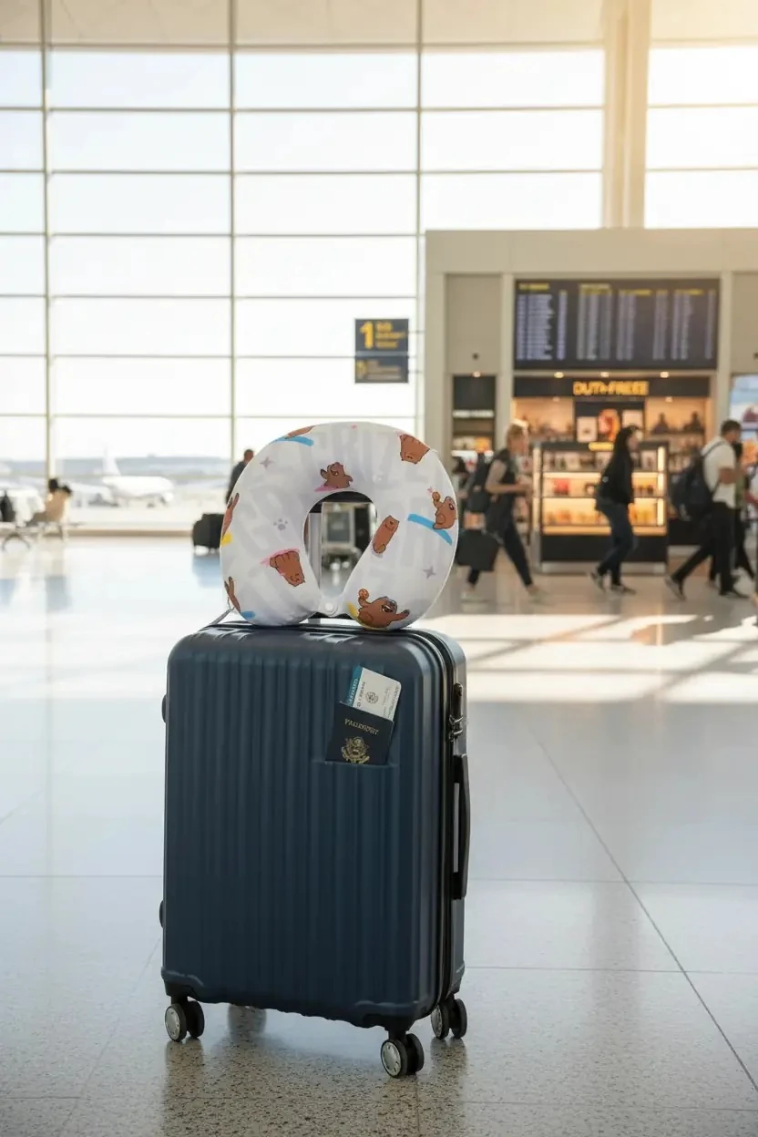 We Bare Bears Lisanslı Boz Ayı Boyun Yastığı - Ergonomik Destekli Yumuşak Dokulu Seyahat Yastığı