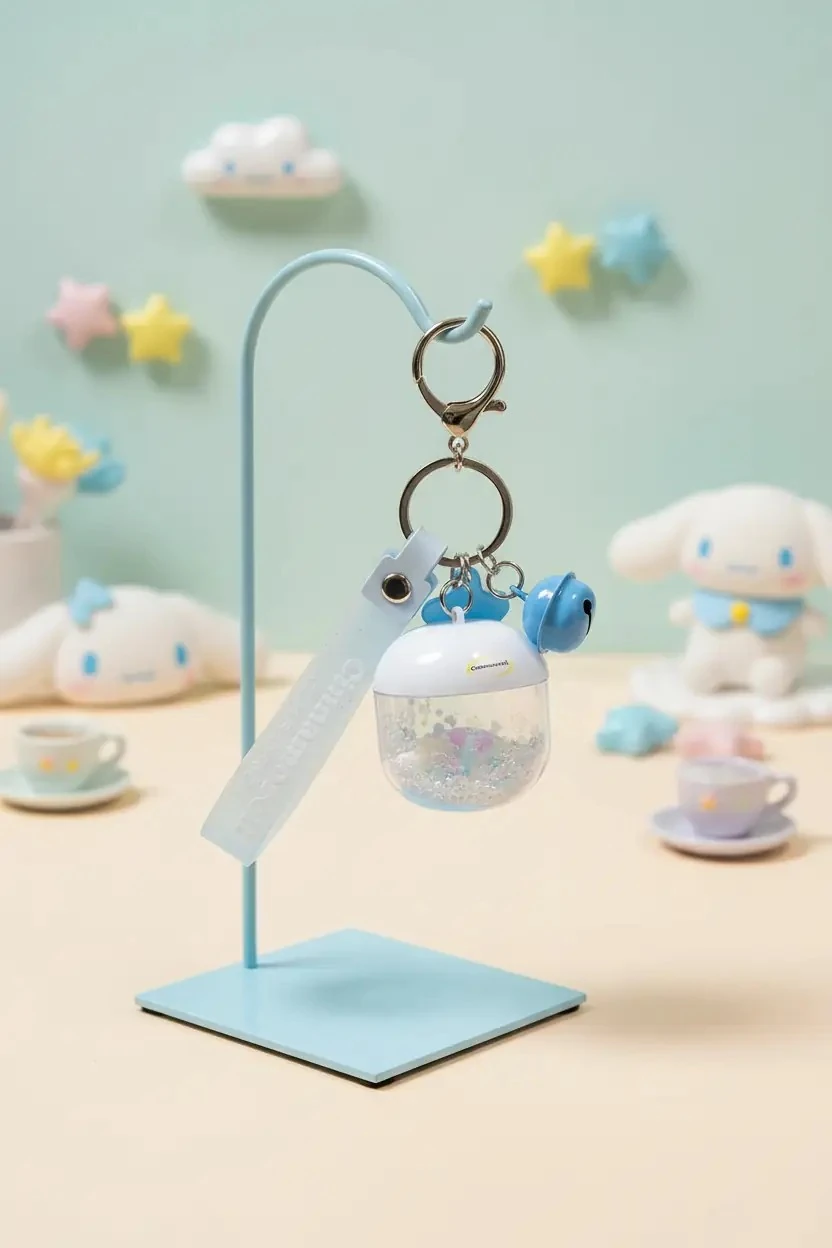 Sanrio Lisanslı Cinnamoroll Çiçek Perisi Serisi LED Işıklı Sallantılı Figür Anahtarlık ve Çanta Süsü