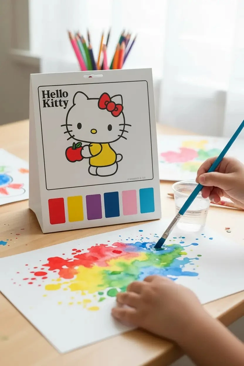 Sanrio Lisanslı Tatlı Koleksiyonu Suluboya Resim Seti – Fırçalı ve Dayanıklı Kağıt İçerikli Çocuk Sanat ve Aktivite Seti 24 Cm