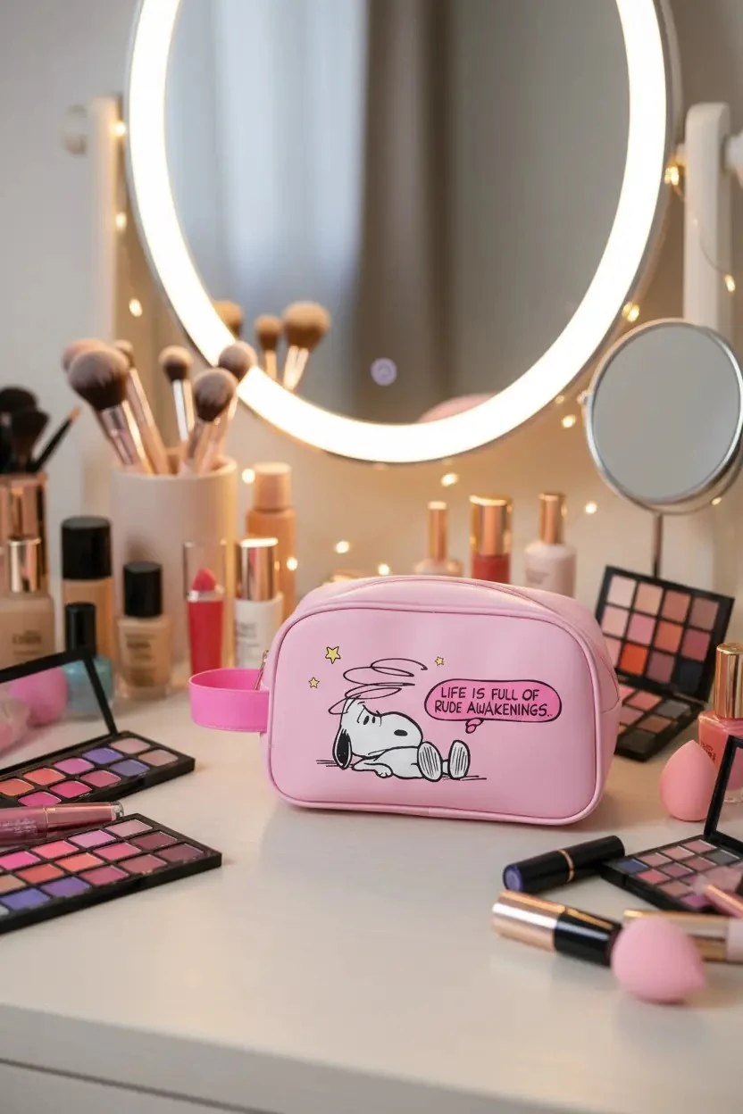 Snoopy Lisanslı Vintage Serisi Kontrast Kozmetik Çantası