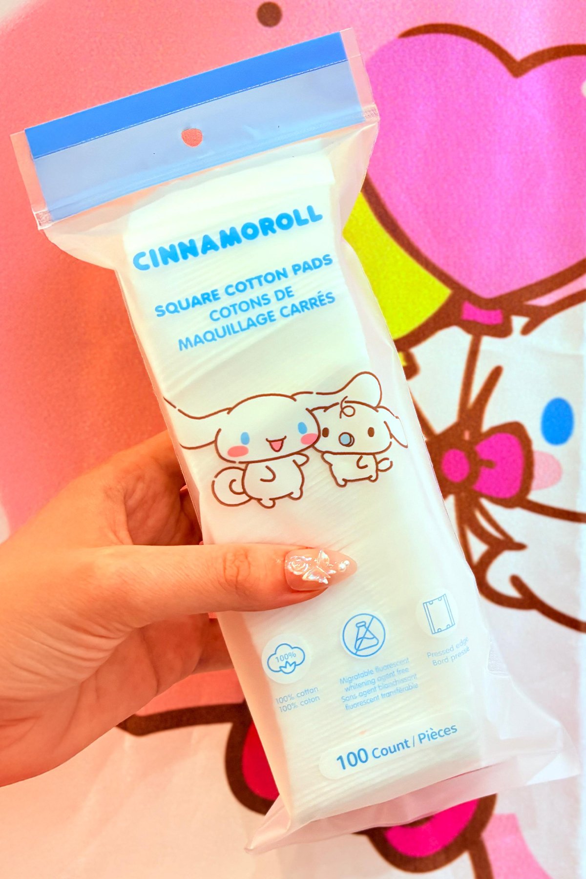 Sanrio Lisanslı Cinnamoroll Kare Makyaj Temizleme Pamuğu