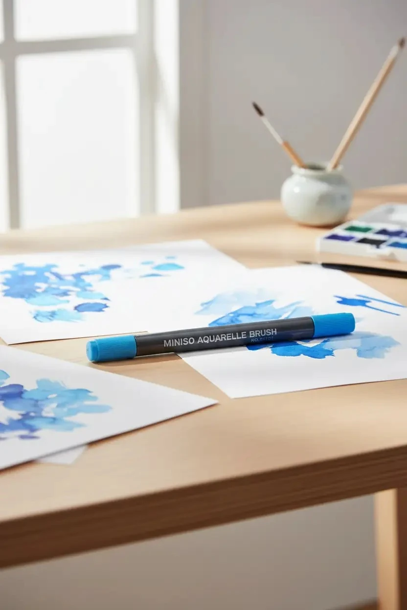 Miniso Lisanslı Suda Çözünebilen Çift Taraflı Marker Mavi – Sanatsal Çizim Kalemi 16,8 Cm