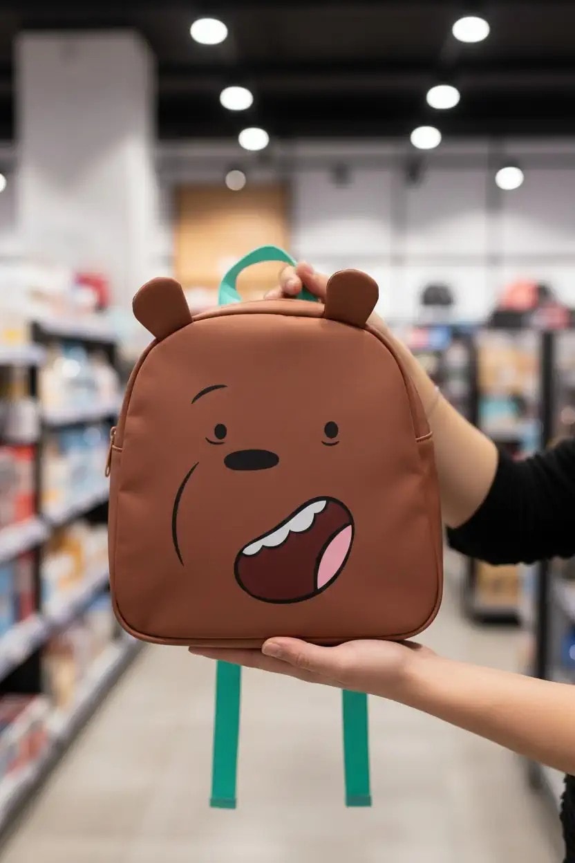 We Bare Bears Lisanslı Mini Sırt Çantası - Boz Ayı 20 Cm