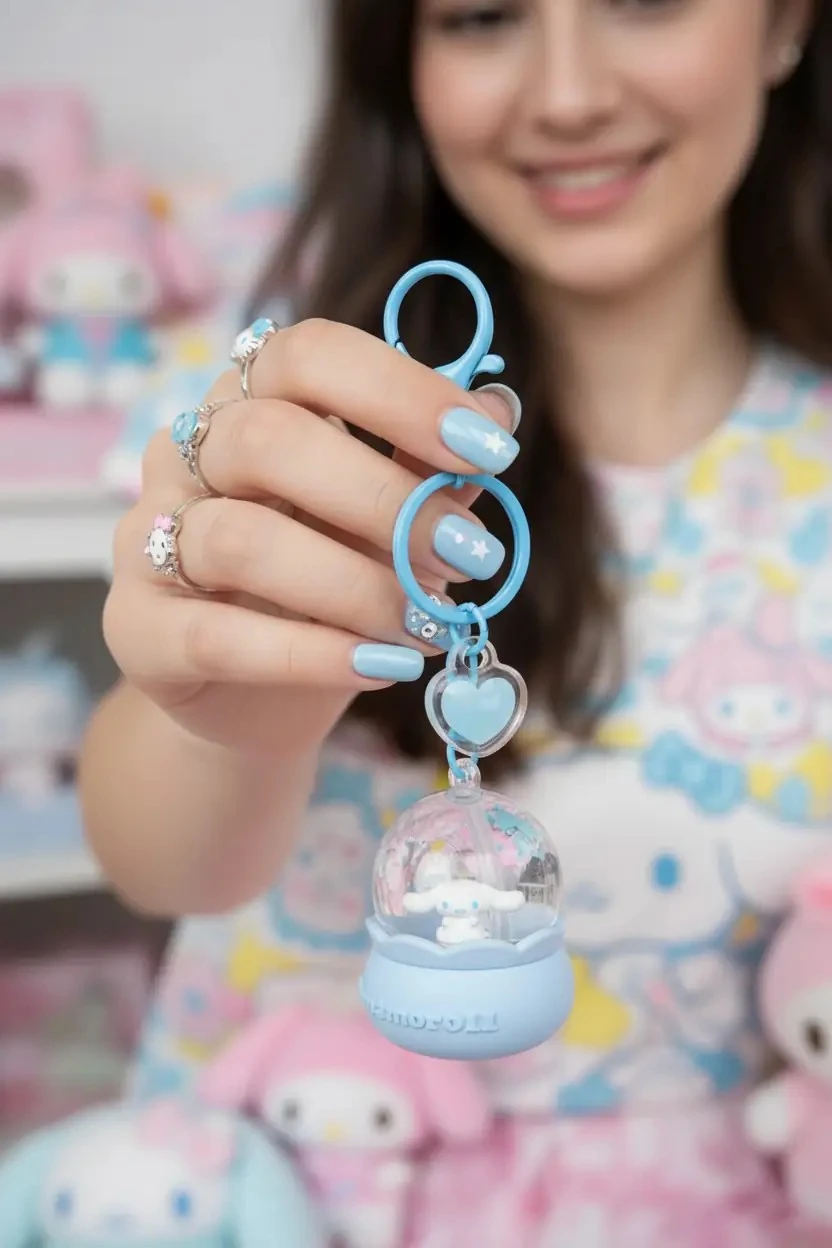 Sanrio Lisanslı Cinnamoroll Kristal Top Sıvı Anahtarlık
