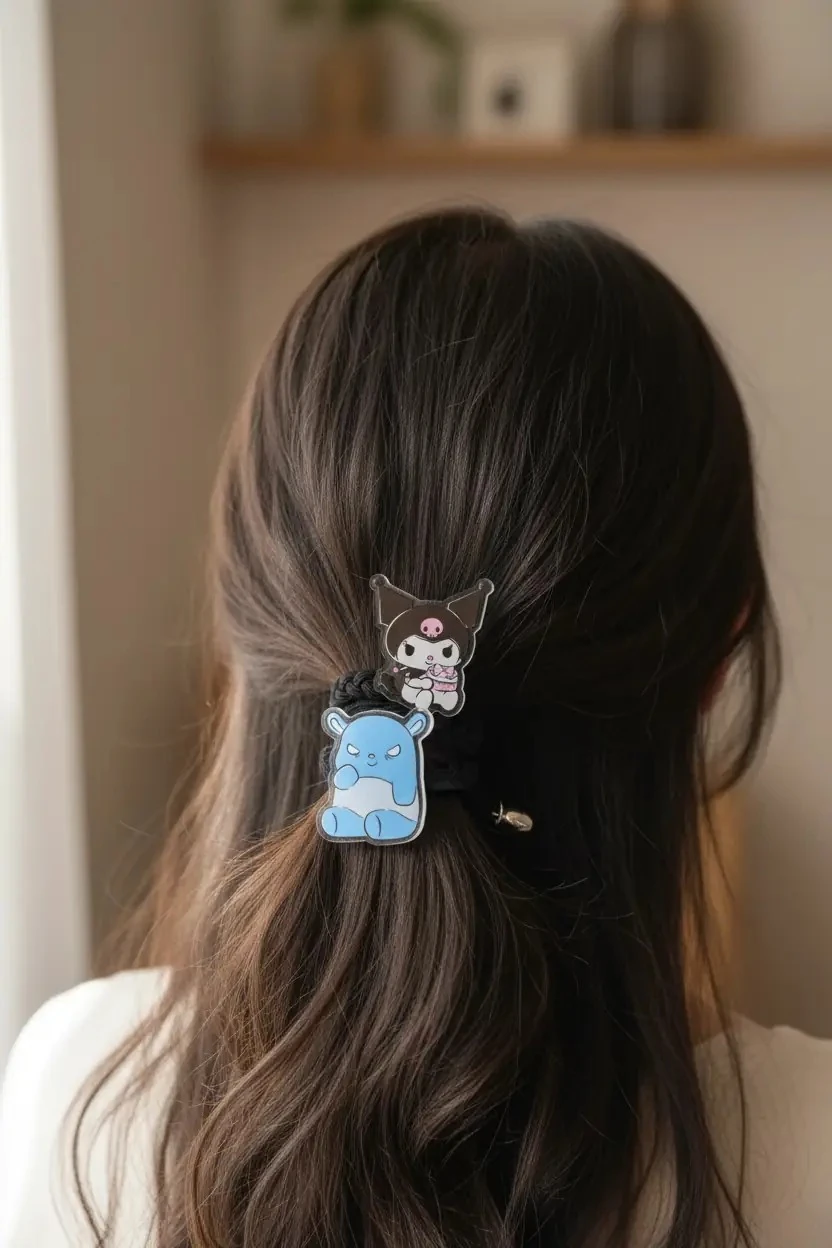 Sanrio Lisanslı Örgülü Saç Lastiği Seti (2 Adet) - Kuromi & Cinnamoroll