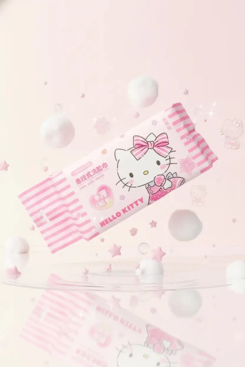Sanrio Lisanslı Hello Kitty İnci Dokulu Kuru Mendil – %100 Viskon Yumuşak Ekonomik Paket (80 Adet)