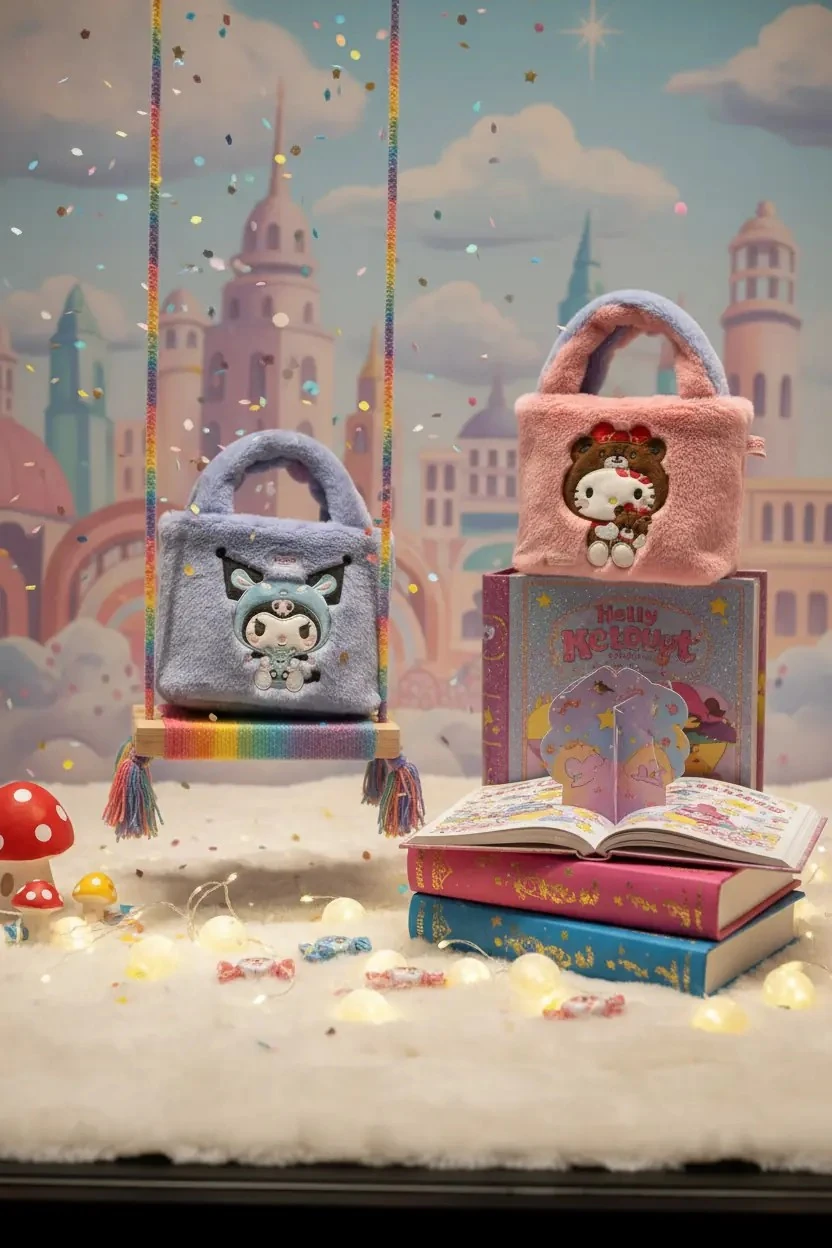 Sanrio Lisanslı Kuromi & Hello Kity Çift Taraflı Yiyecek Çantası