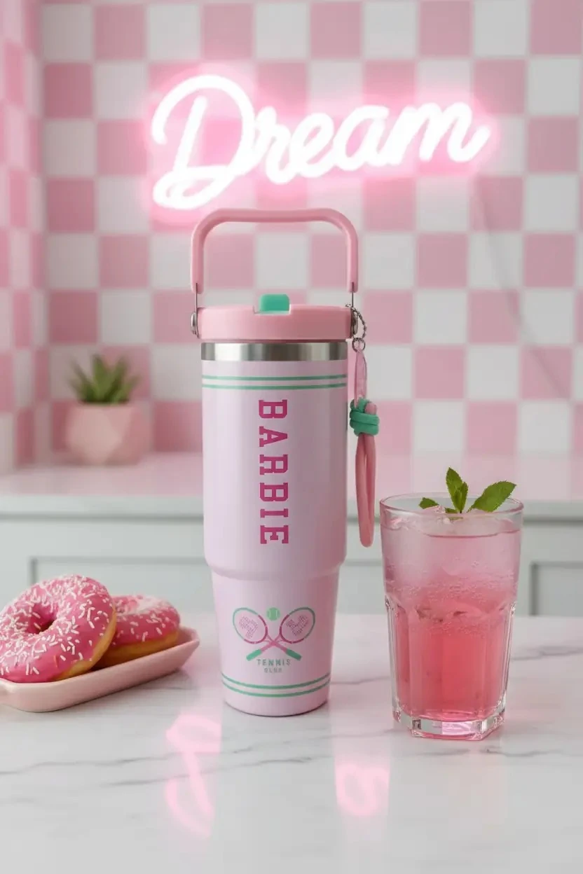 Barbie Lisanslı Pipetli Çift Cidarlı Çelik Matara 24,5 Cm – Tutacaklı