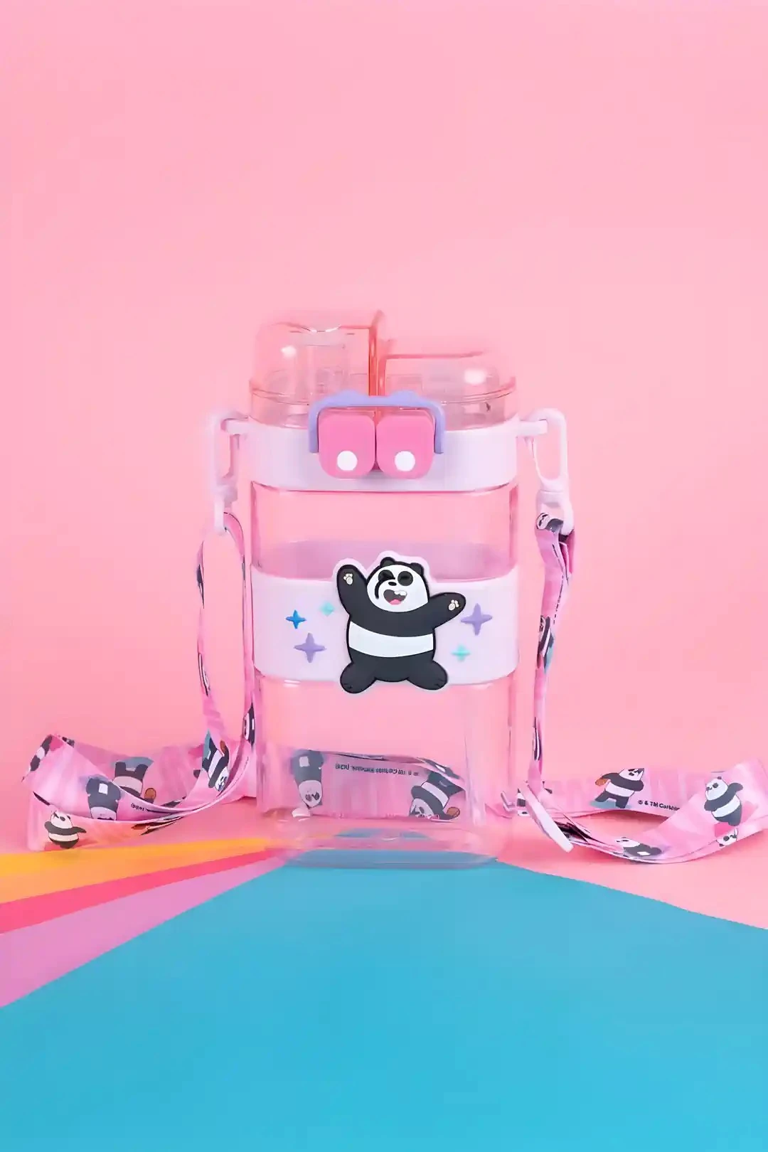 We Bare Bears Lisanslı Omuz Askılı Plastik Şişe (560ml) - Panda