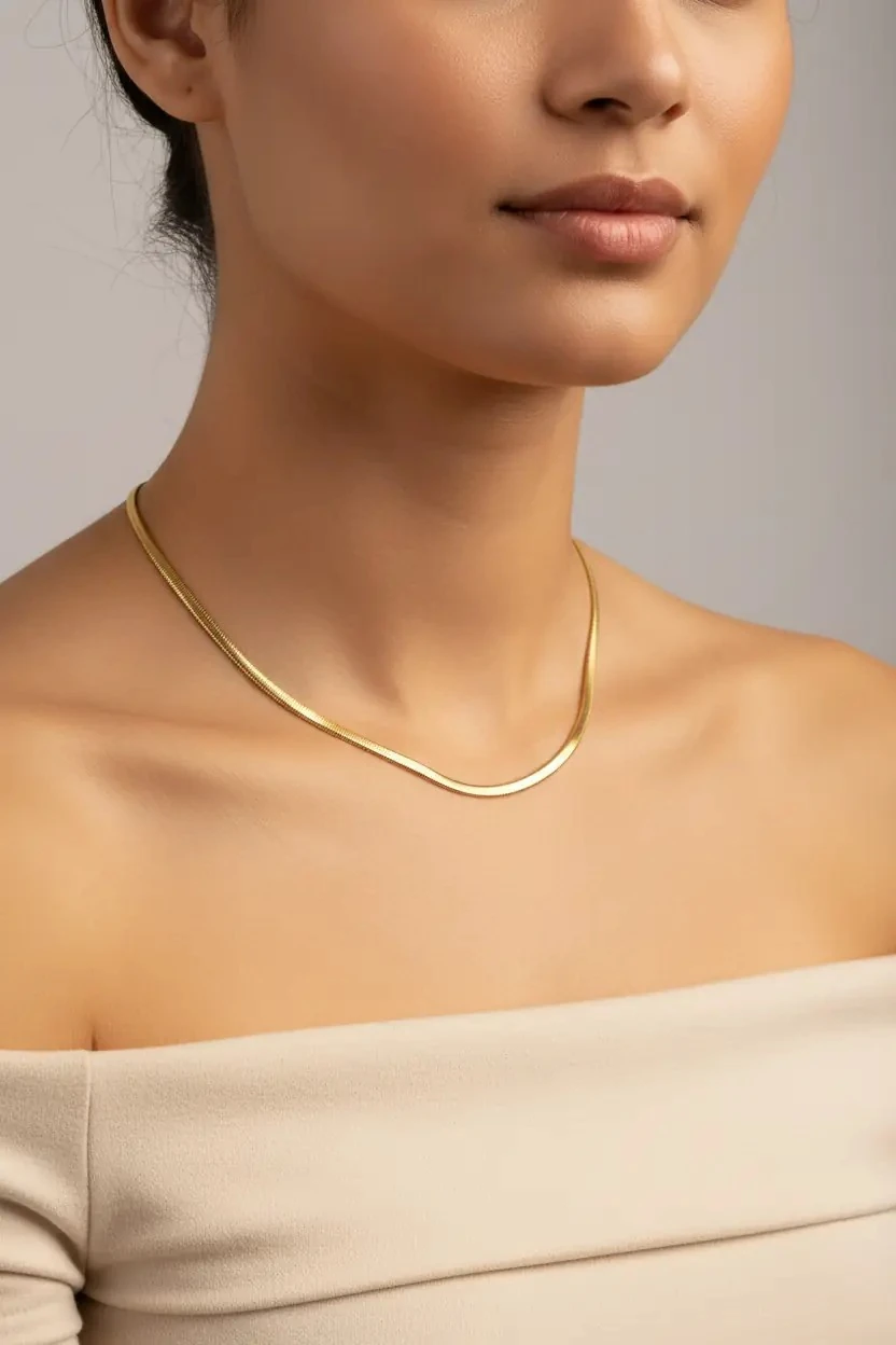 İtalyan Zincir Çelik Kolye- Altın