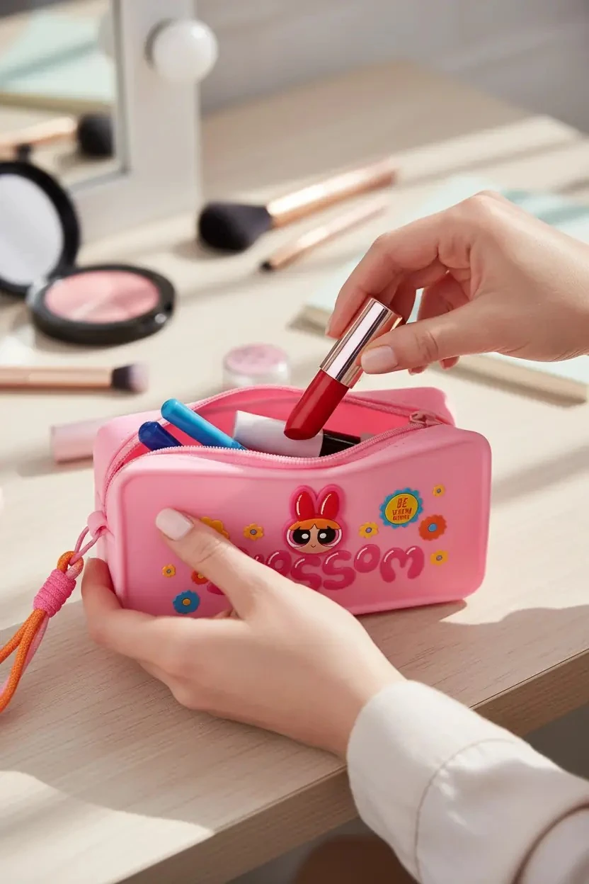Powerpuff Girls Lisanslı Blossom Kozmetik Çantası – Düzenleyici Silikon 18 Cm