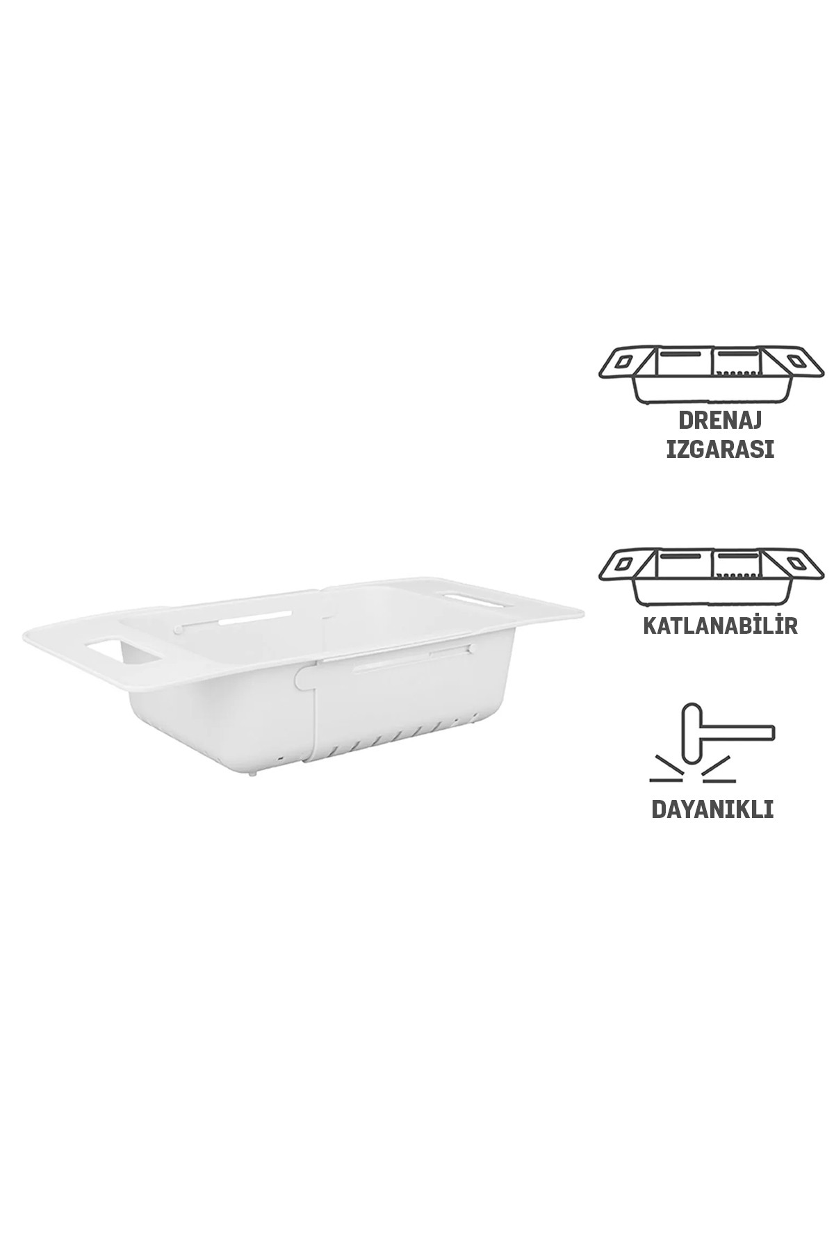 Ayarlanabilir Lavabo Süzgeci - Beyaz