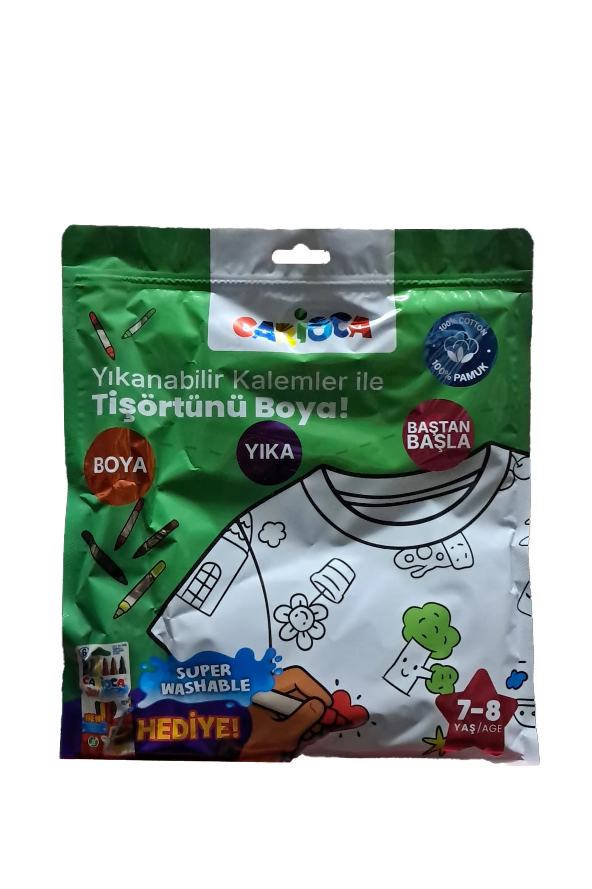 Carioca Boyanabilir Tişört-Keçeli 7-8 Yaş Kalem Hediyeli