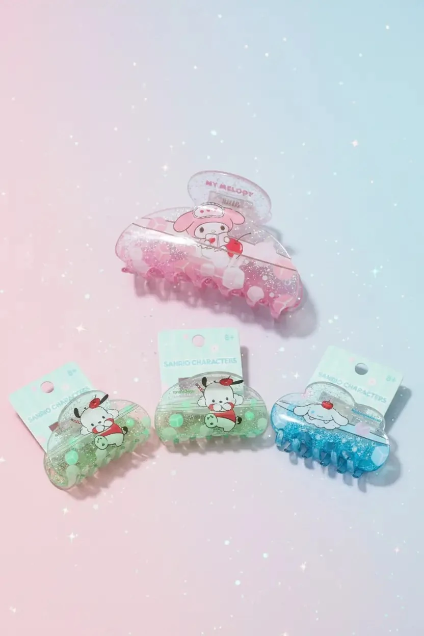 Sanrio Lisanslı Cinnamoroll Renkli Kıska Toka – Işıltılı ve Dayanıklı Akrilik Saç Aksesuarı