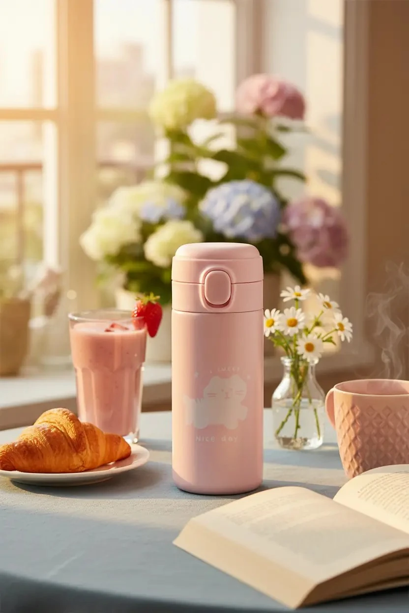 Miniso Lisanslı Hayvan Serisi Isı Yalıtımlı Şişe 300 mL – Pembe
