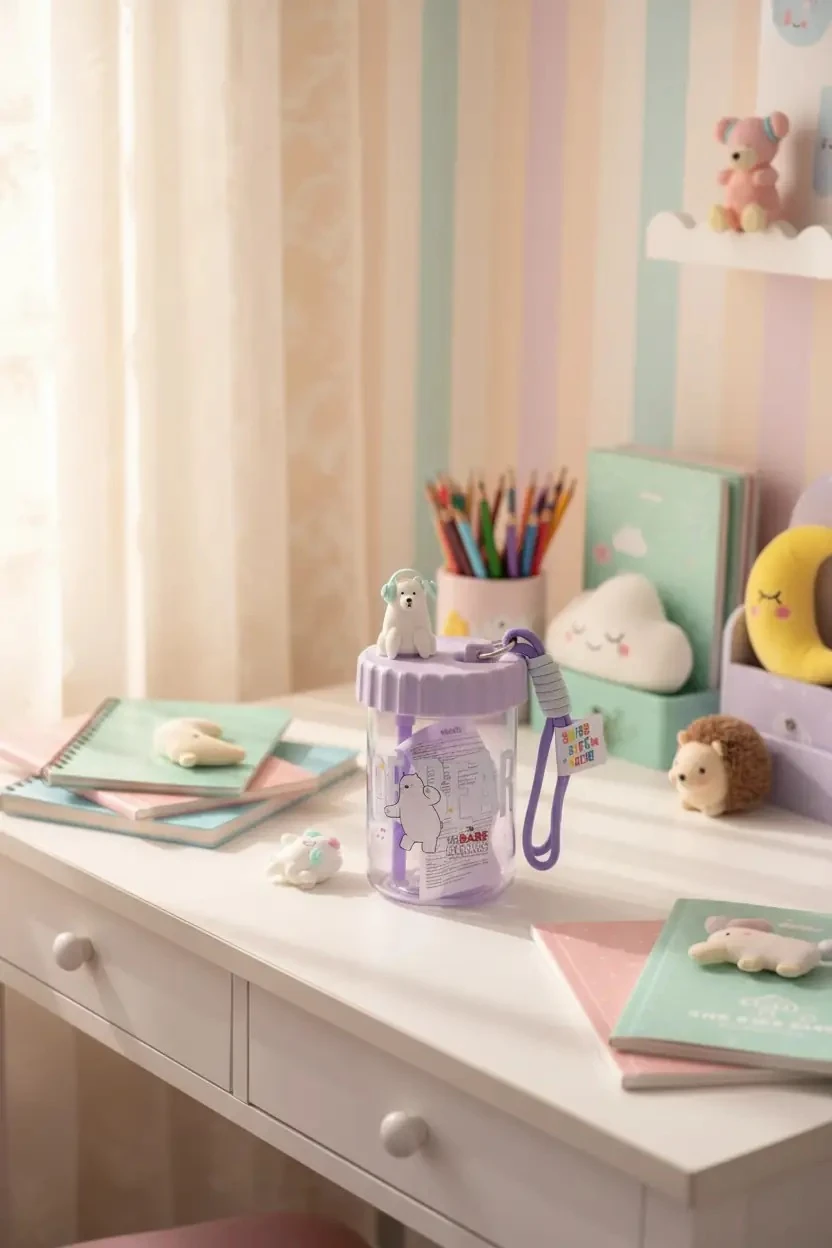 We Bare Bears Lisanslı Askılı Plastik Şişe (520mL) (Kutup Ayısı)