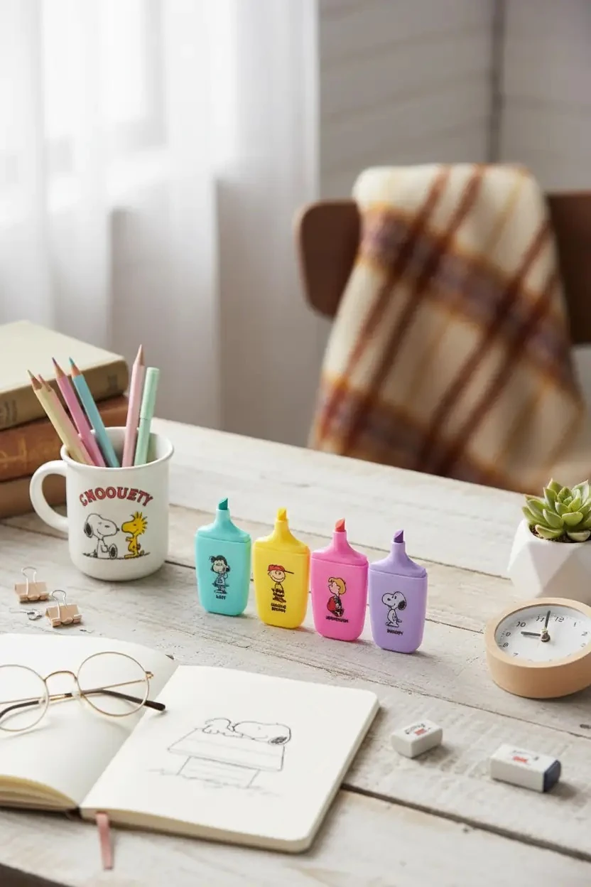 Snoopy Lisanslı Vintage Serisi Marker Seti – 4’lü Pastel Renk