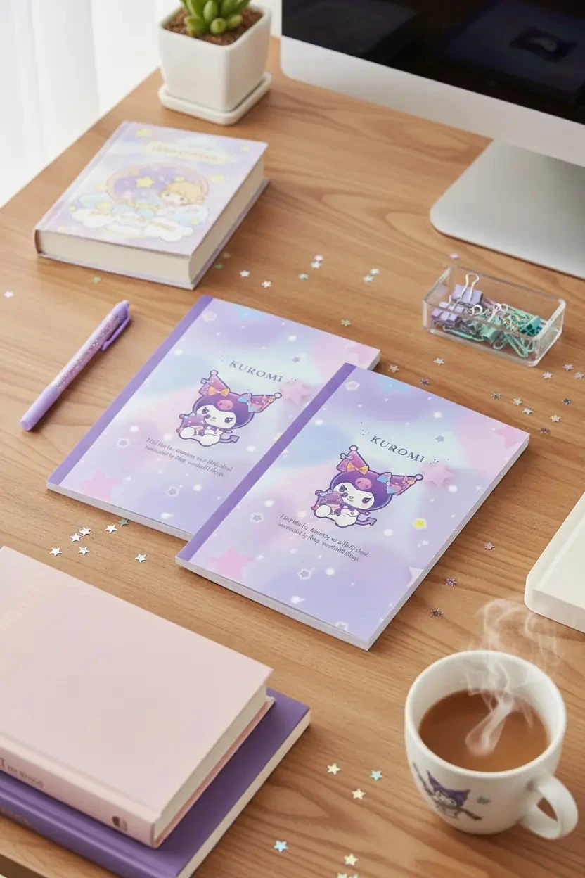 Sanrio Lisanslı Kuromi A6 Ciltli Not Defteri 2'li Set 11 CM