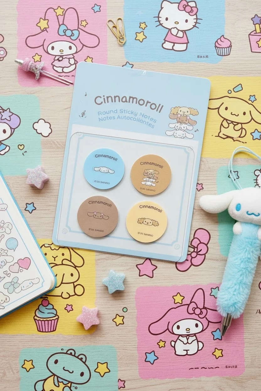 Sanrio Lisanslı Stacking Fun Serisi Yuvarlak Yapışkan Mini Notlar (4*20 Yaprak, Cinnamoroll)