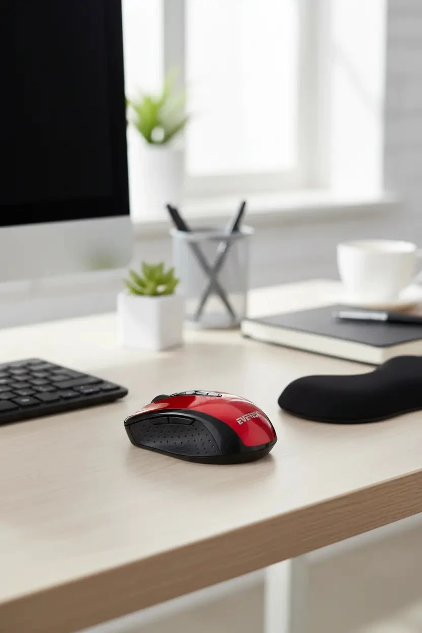 Everest SM-901 Kırmızı Kablosuz Mouse – Sessiz Tuş ve Optik Sensör