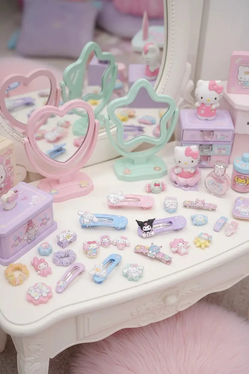 Sanrio Lisanslı Hello Kitty ve Arkadaşları Tatlı Serisi Figürlü Saç Tokası – Renkli ve Şık Tasarım