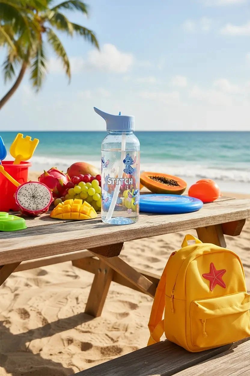 Disney Lilo&Stitch Lisanslı Pipetli Tutacaklı Plastik Su Kabı