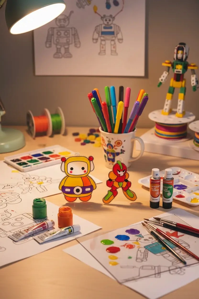 Amos Cam Boyama Seti Sun Deco Robot – Çocuklar İçin Yaratıcı El Becerisi Geliştirme Seti