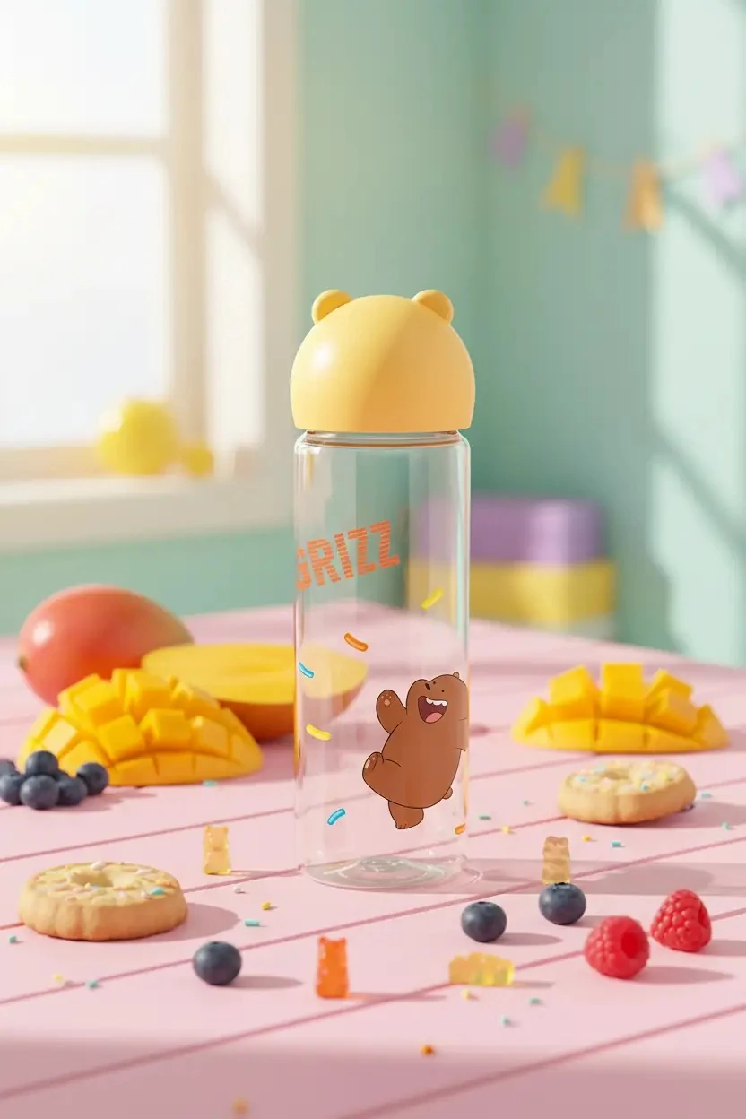We Bare Bears Lisanslı Figür Kapaklı Plastik Şişe (500Ml)-Boz Ayı