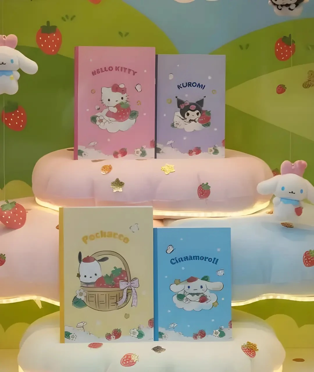 Sanrio Lisanslı Çilek Koleksiyonu Çizgili A5 ve B5 DefterSeti (2*28 Sayfa)