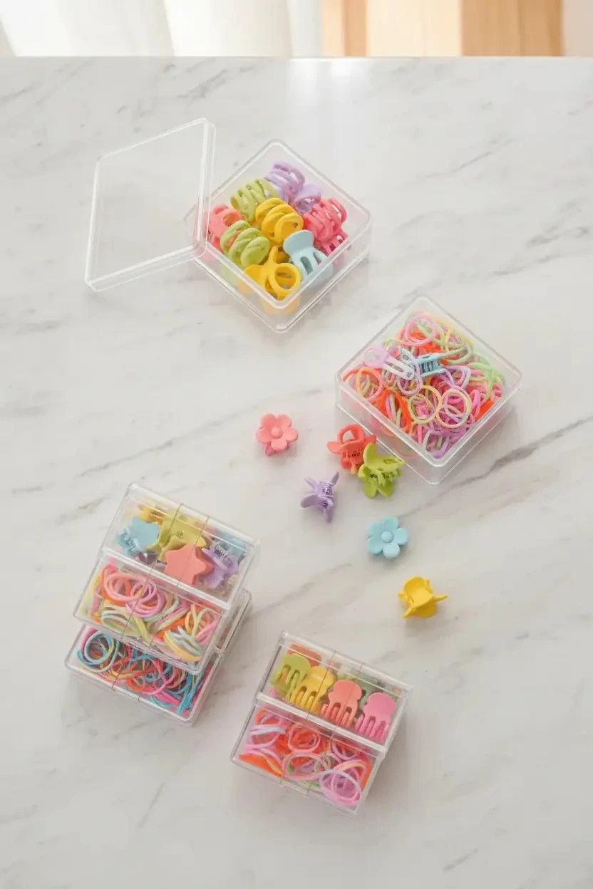 Miniso Lisanslı Saç Mandalı Ve Lastik Seti Çift Katmanlı – Düzenli Pratik Saç Aksesuar Seti