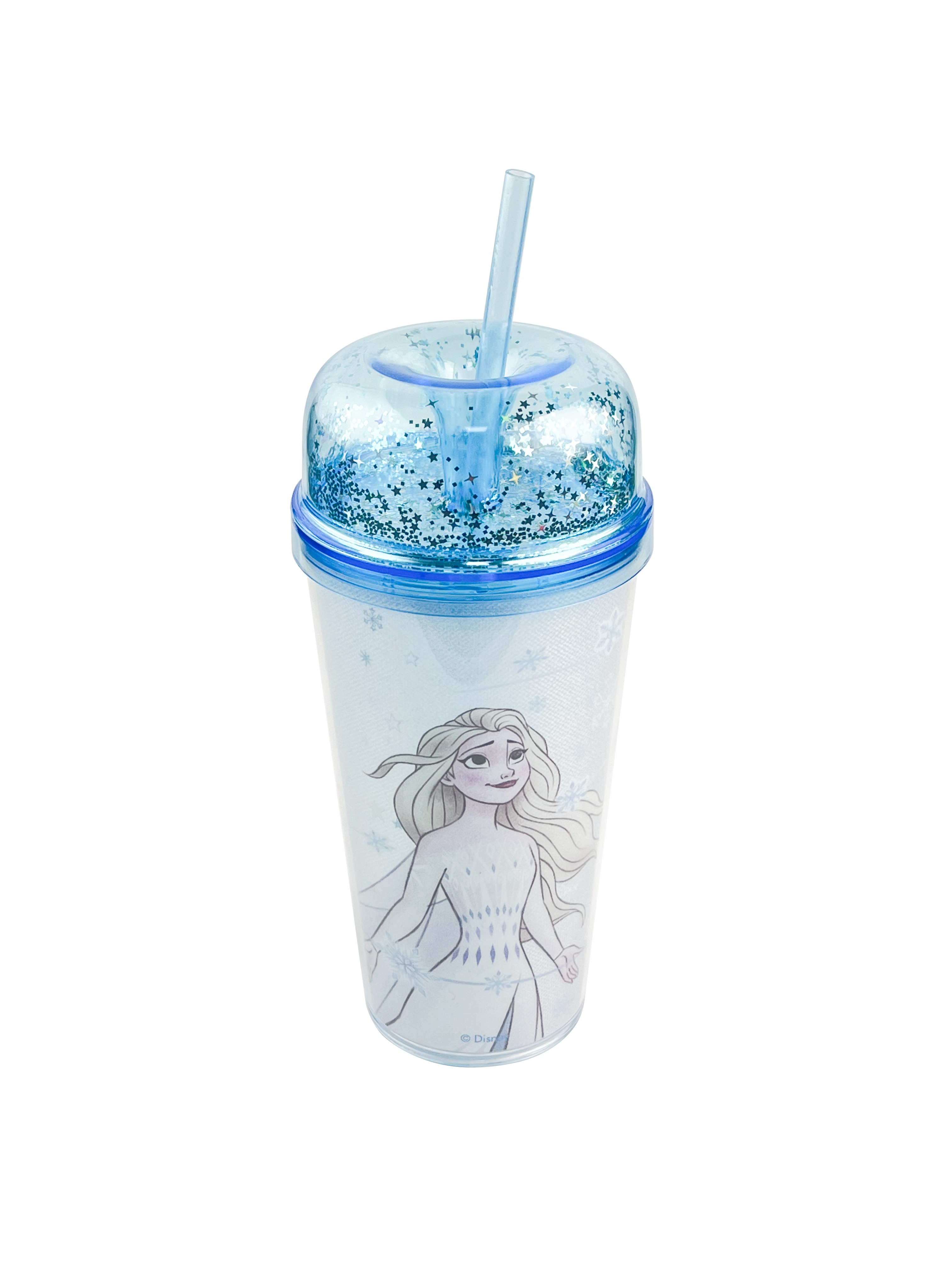 Disney Frozen Lisanslı Glitter Kapaklı Pipetli Plastik Şişe