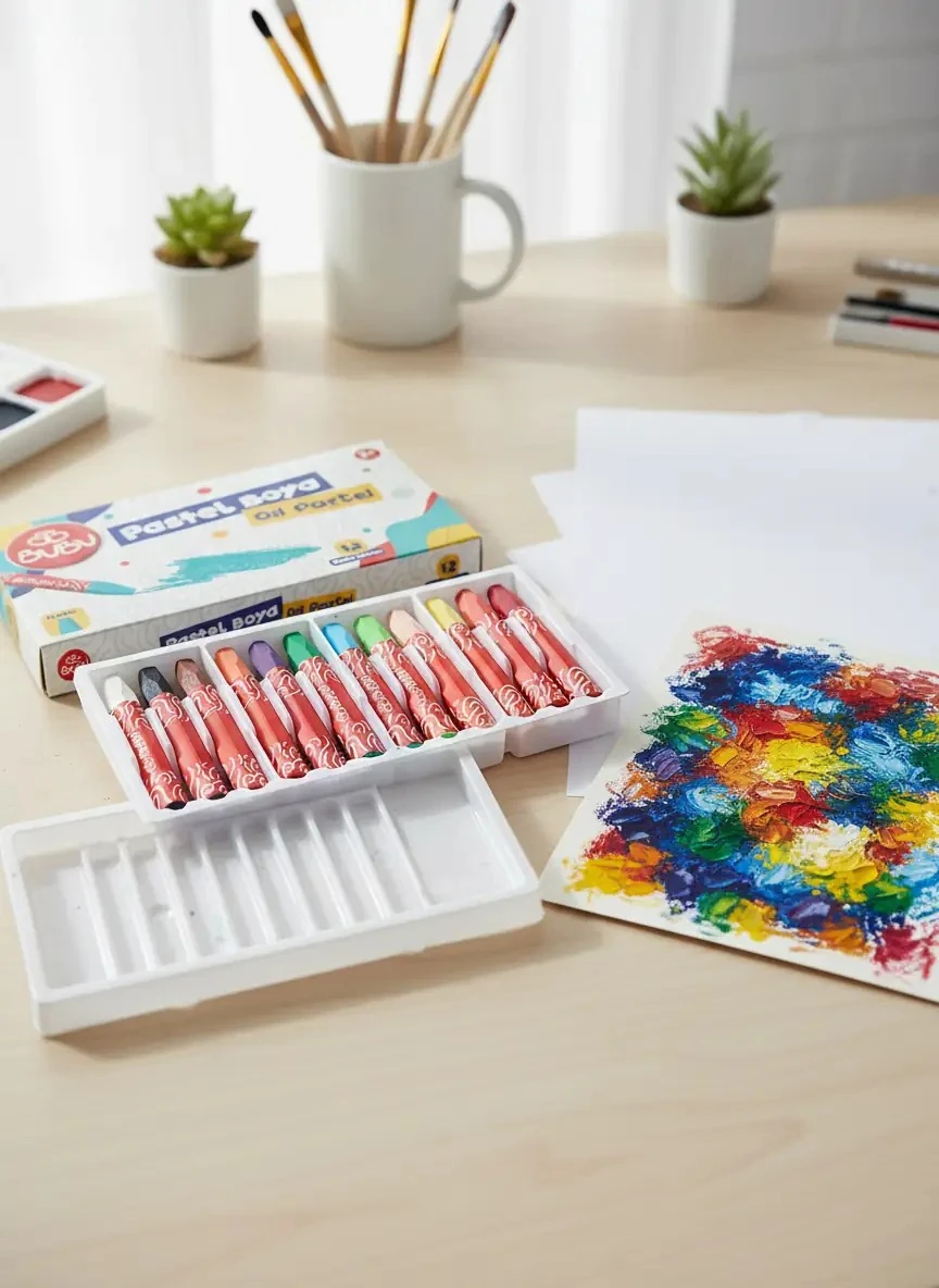 Bu-Bu Pastel Boya Seti 12 Renk – Yumuşak ve Canlı Renkler (Standart Boy)