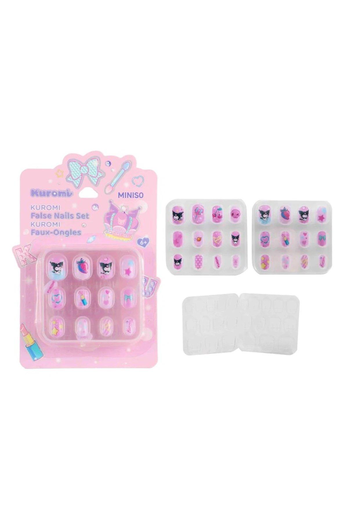 Jel Yapışkanlı Sanrio Lisanslı Kuromi Takma Tırnaklar (Pembe