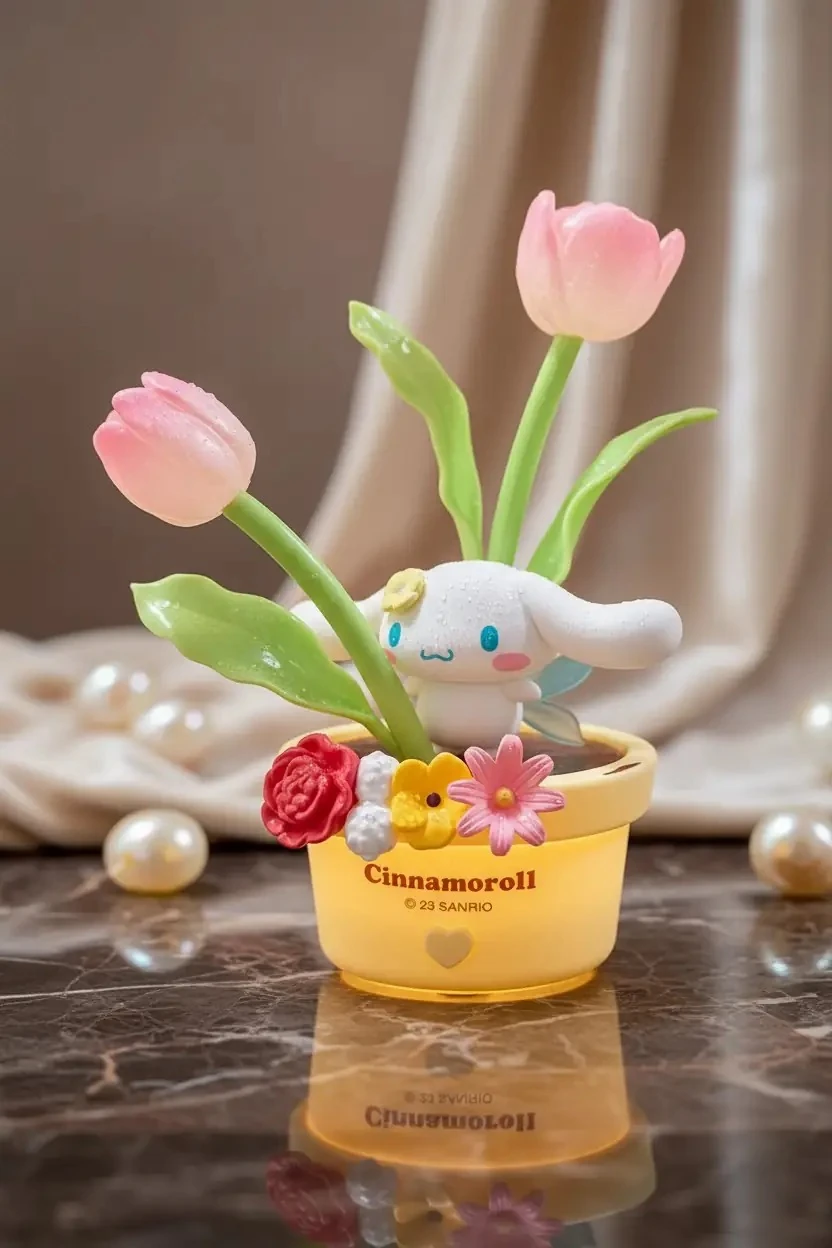Sanrio Lisanslı Cinnamoroll Çiçek Serisi Led Gece Lambası – Dekoratif Aydınlatma