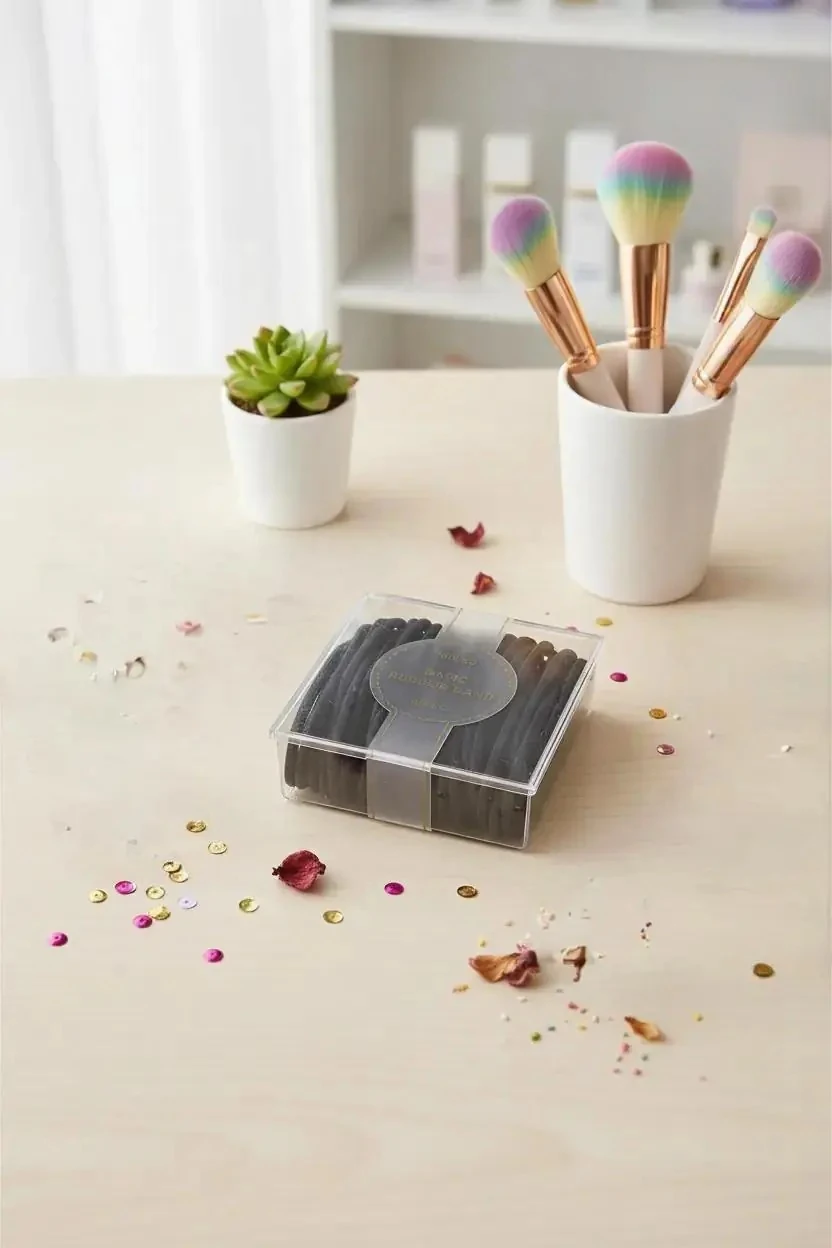 Miniso Lisanslı Kutulu Siyah Saç Tokaları (40 Adet) – Esnek & Dayanıklı Günlük Saç Lastiği