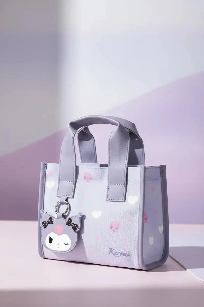 Sanrio Lisanslı Kuromi Kare Beslenme Çantası – Kompakt & Şık Taşıma Çantası