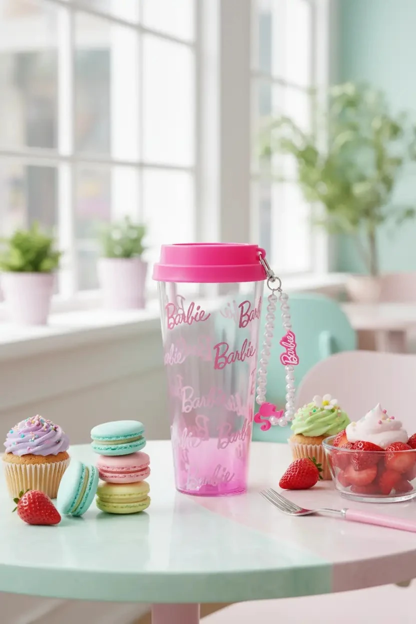 Barbie Lisanslı Boncuk Tutacaklı Plastik Şişe 640ml