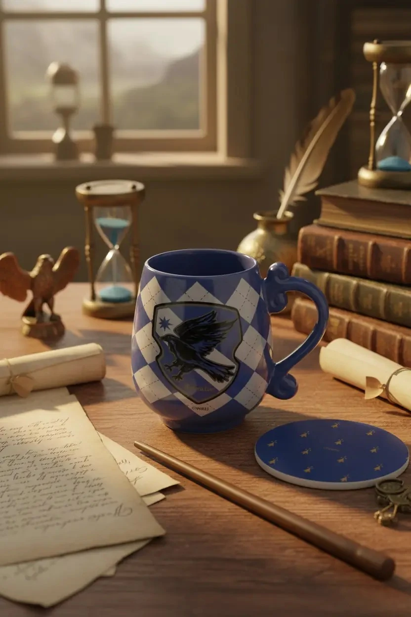 Harry Potter Lisanslı Seramik Kupa ve Bardak Altlığı Seti - Rawenclaw