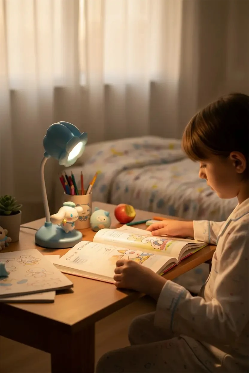 Sanrio Lisanslı Cinnamoroll Yaz Plajı Serisi Göz Yormayan LED Aydınlatmalı Dekoratif Mini Masa Lambası