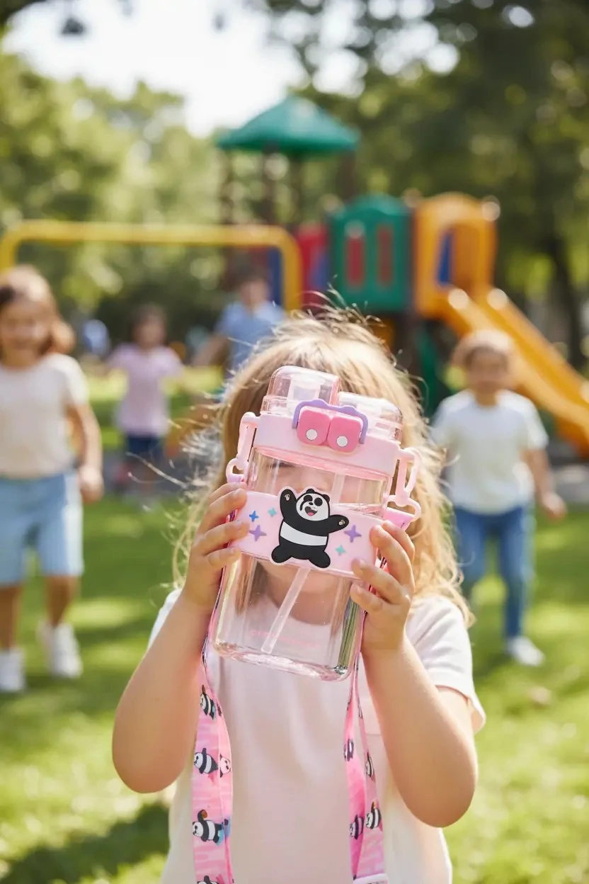 We Bare Bears Lisanslı Omuz Askılı Plastik Şişe (560ml) - Panda