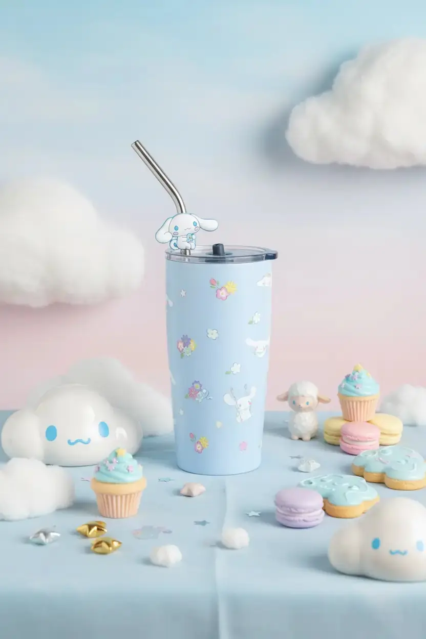 Cinnamoroll Pipetli Çelik Matara – 580 ML Şık Tasarım | Miniso TR