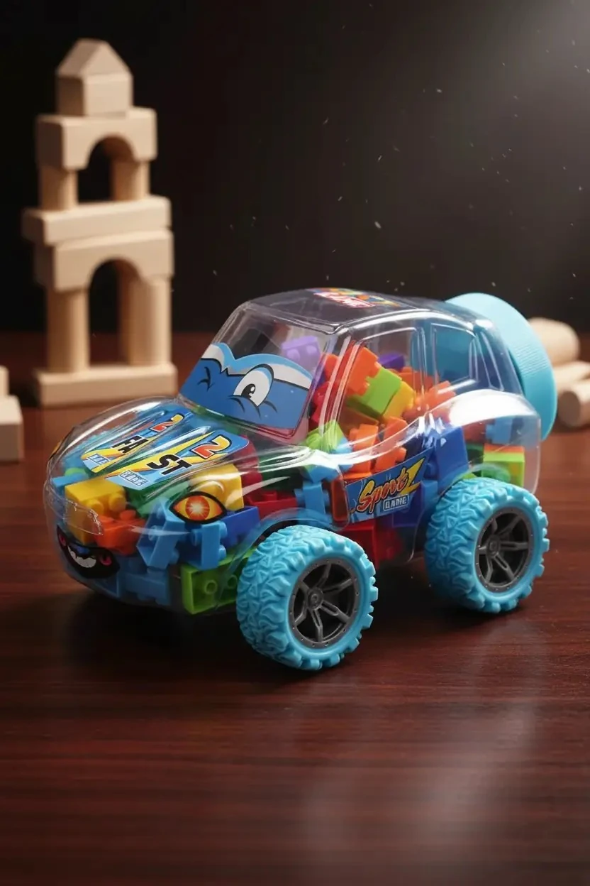 Miniso Lisanslı Büyük Oyun Bloğu Spor Araba – Mavi Temalı Eğitici Set