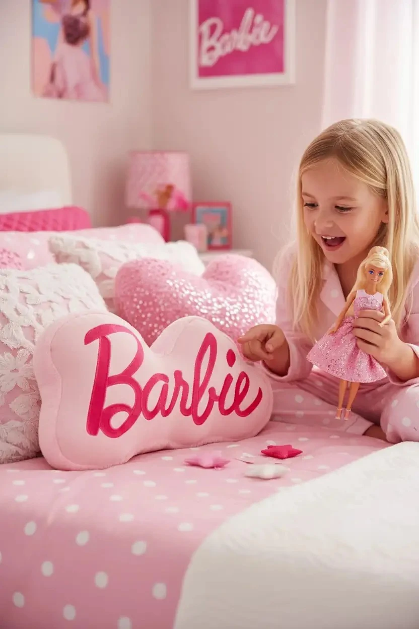Barbie Lisanslı Yazılı Yastık 37 Cm