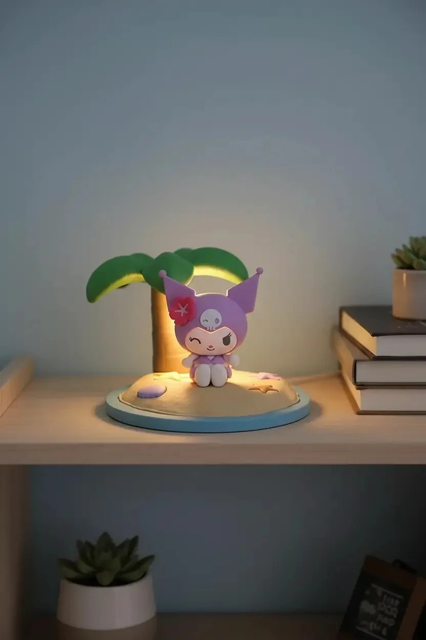 Sanrio Lisanslı Kuromi Yaz Serisi Gece Lambası – Dokunmatik ve Şarj Edilebilir LED Masa Lambası