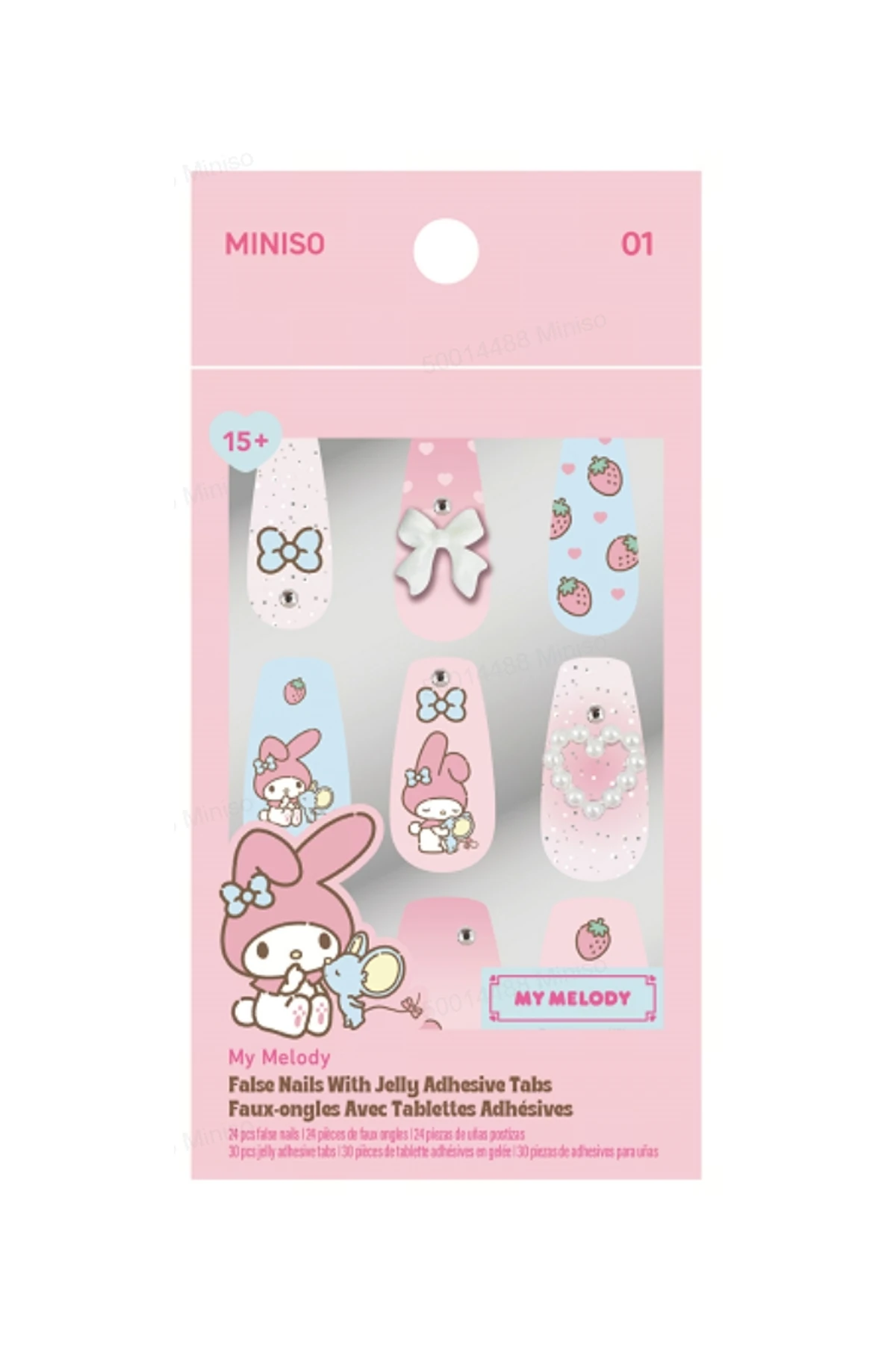 Sanrio Lisanslı My Melody Jel Yapışkanlı Takma Tırnak (01)