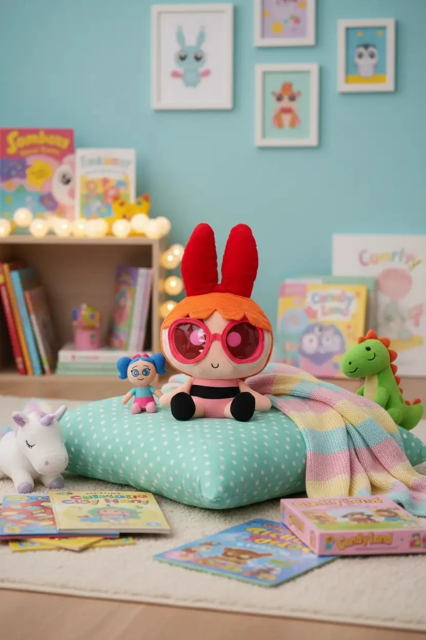 Powerpuff Girls Lisanslı Blossom Güneş Gözlüklü Peluş Oyuncak – Oturan 25 Cm